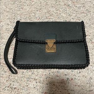 Louis Vuitton Black Wristlet with Brass Detail